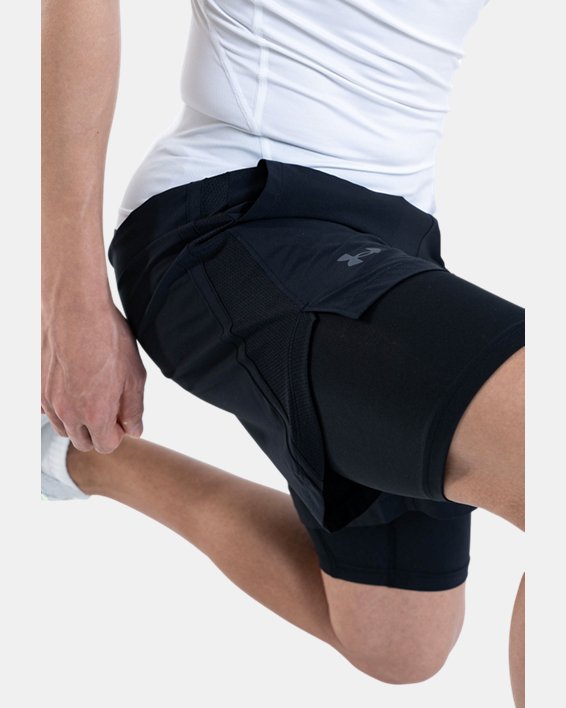 Men's UA Launch Run 2-in-1 Shorts in Black image number 5
